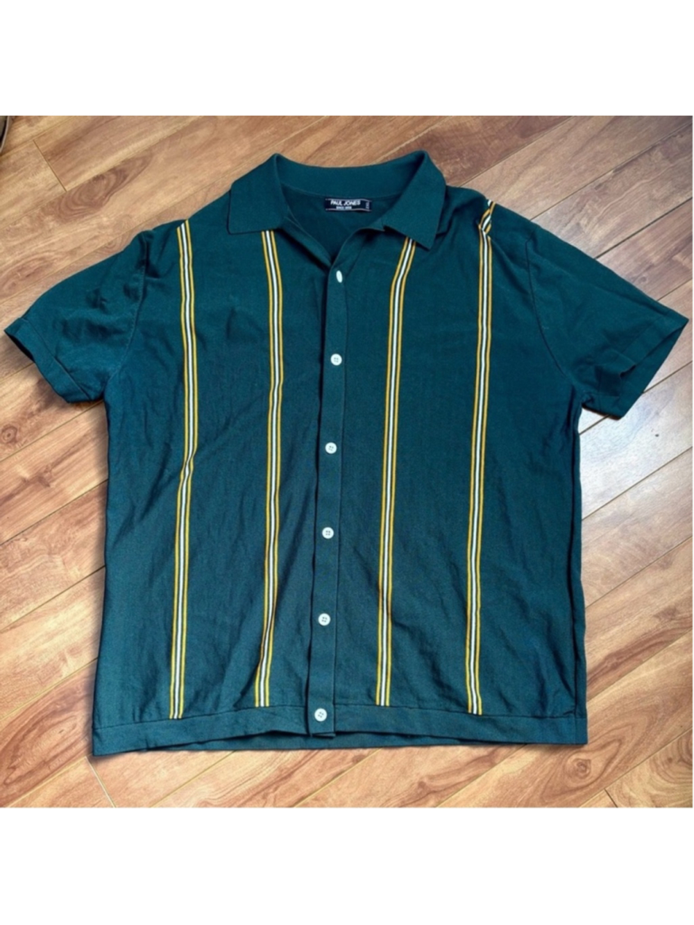 Paul Jones Casual Shirt with Green and Yellow Stripes